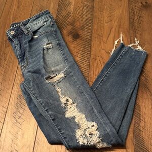 American Eagle Outfitters Ripped Blue Skinny Jeans